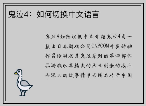 鬼泣4：如何切换中文语言